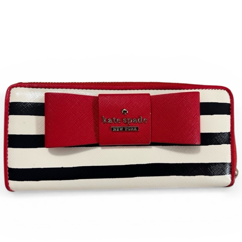Kate Spade Julia Street Stripe Red and Black Wallet